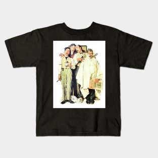 Barbershop Quartet 1936 - Norman Rockwell Kids T-Shirt